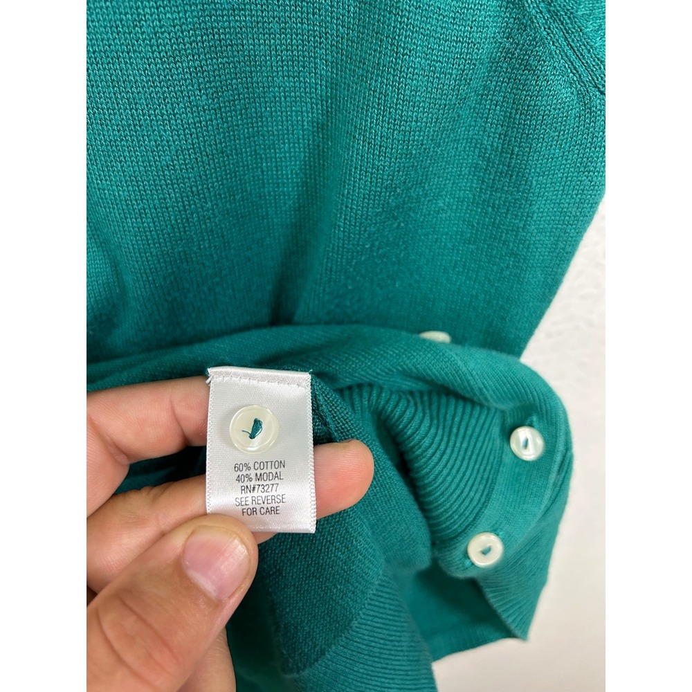 Croft & Barrow Classic Preppy Women Large Green Button Front Cardigan - Picture 6 of 9